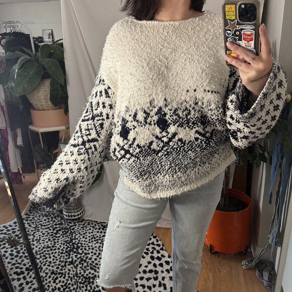 Free People Midnight Beach Rib Sweater In Evening Ivory Combo Small - Picture 1 of 6